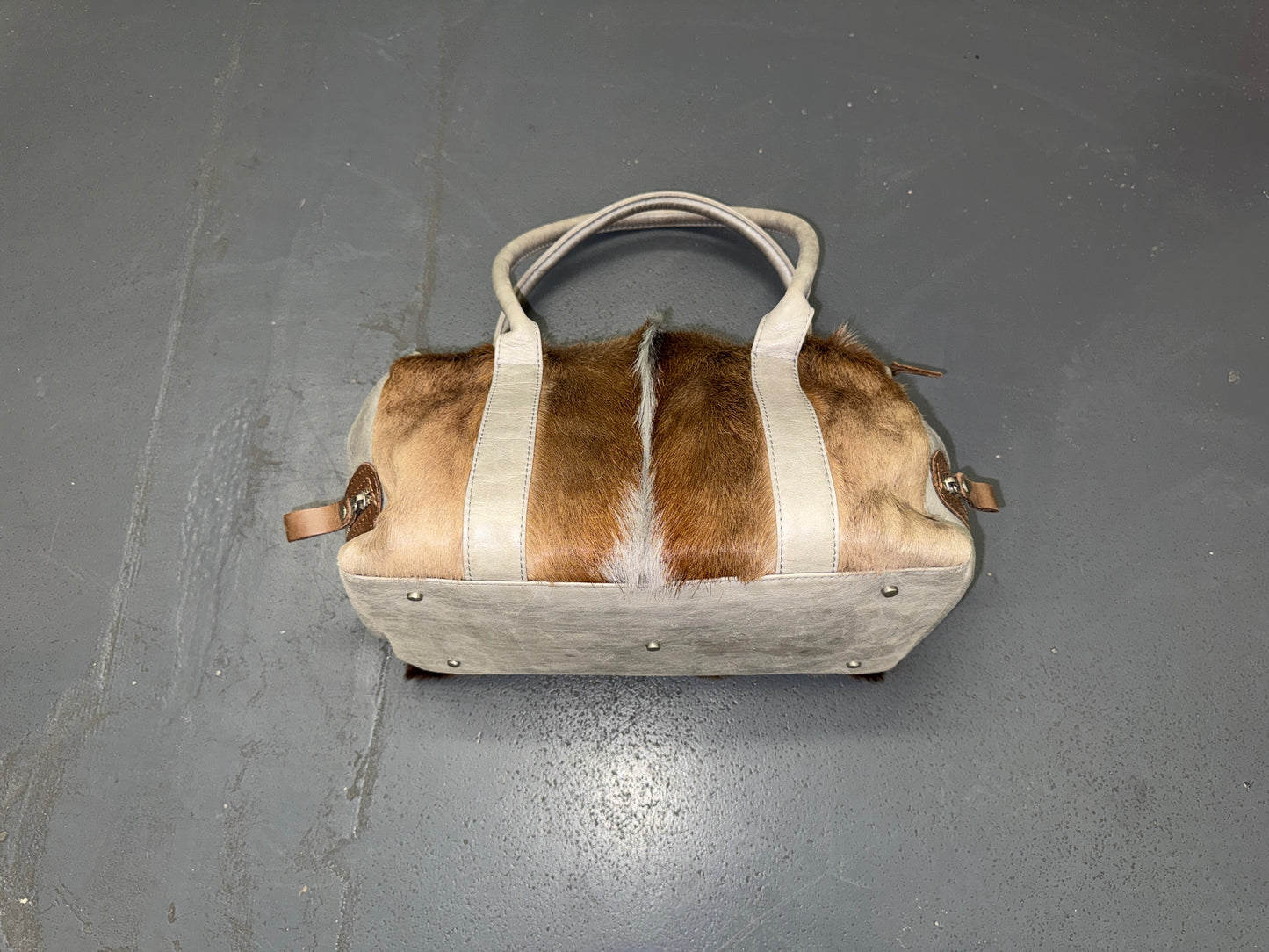 Springbok Fur and Grey Leather Shoulder Bag