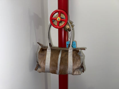 Springbok Fur and Grey Leather Shoulder Bag