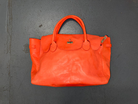 MASSIMO REBECHI Orange Leather Large Travel Tote Bag