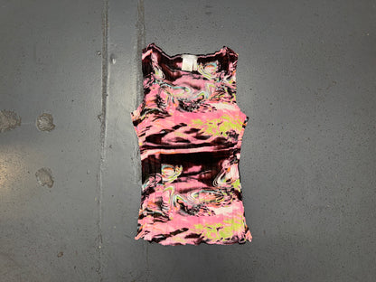 ALBERTO MAKALI Short Sleeve Print Crinkle Top