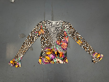 ALBERTO MAKALI Beaded Leopard Top and Cardigan Set