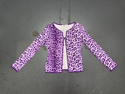 MOSCHINO Purple Leopard Print Cardigan