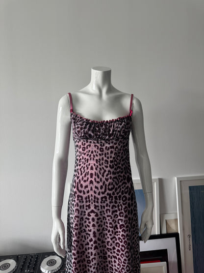 Pink Leopard Print Milkmaid Mini Dress
