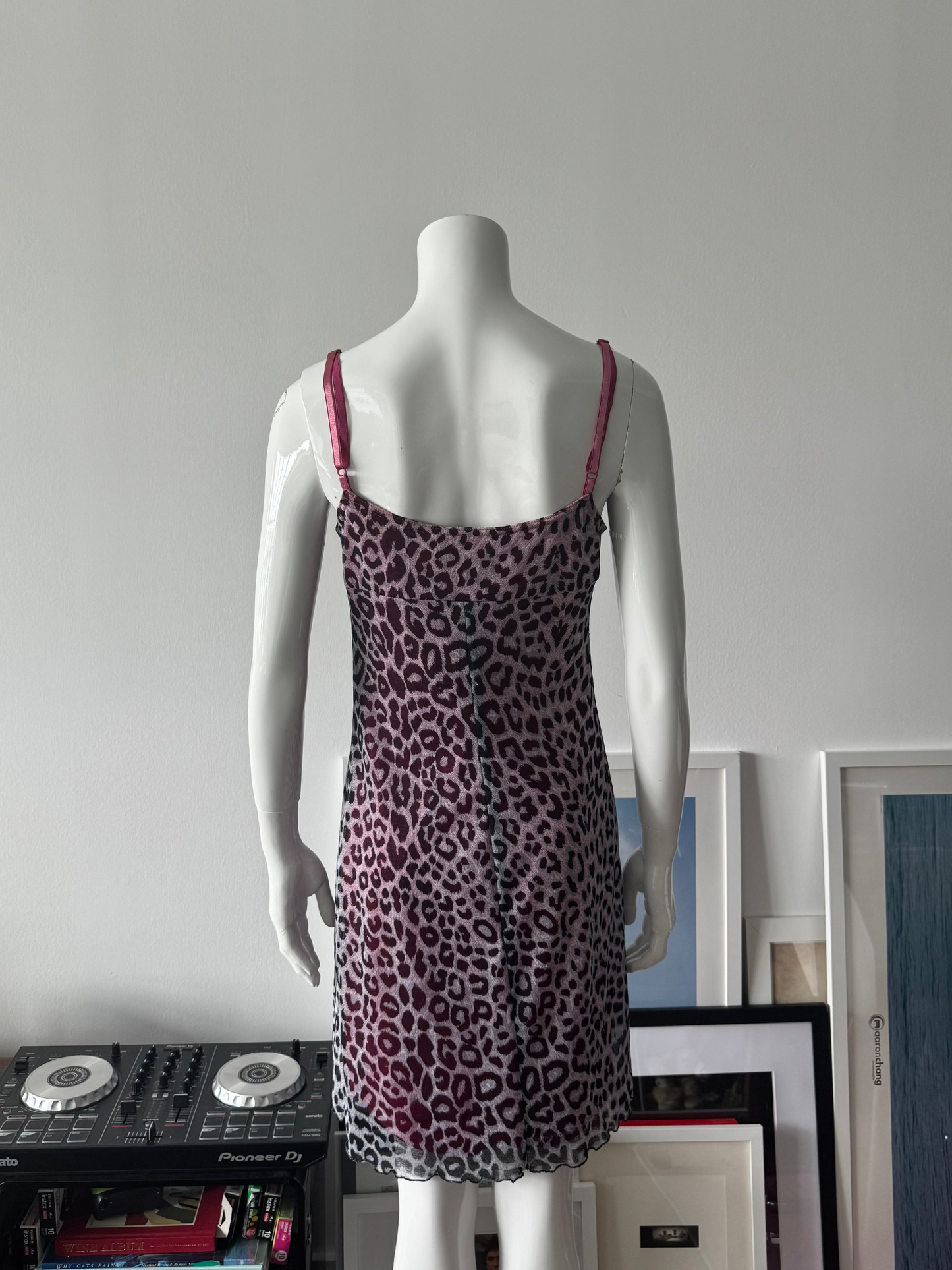 Pink Leopard Print Milkmaid Mini Dress