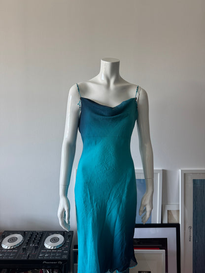 CACHÉ Blue/Black Ombre Glitter Silk Midi Dress