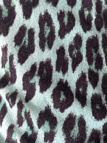 BLUMARINE Blue Leopard Print Wrap Sweater