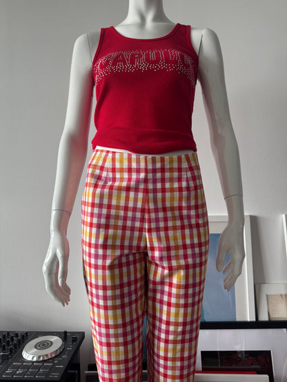 MOSCHINO Plaid High Waist Pants