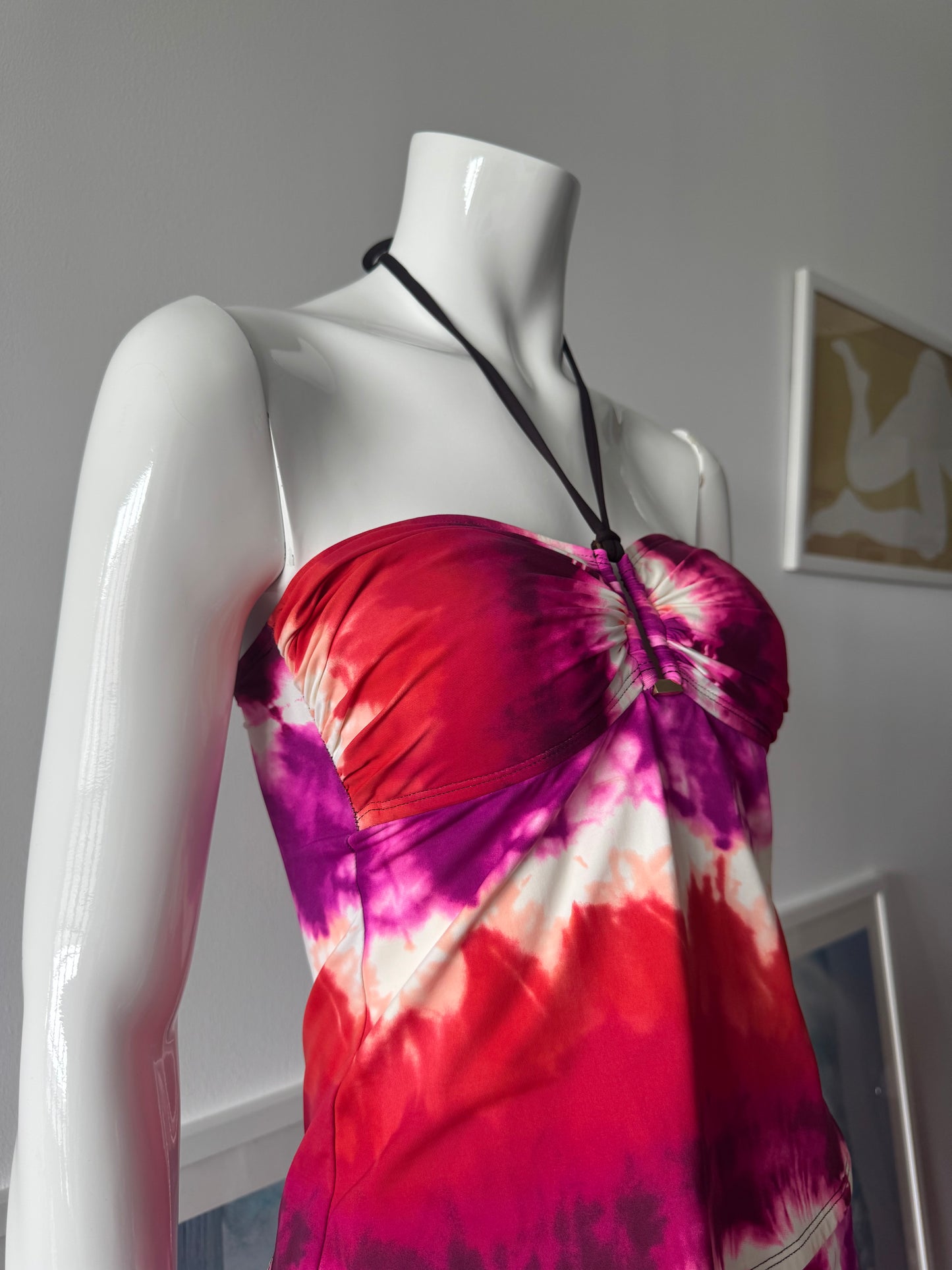 LA BLANCA Brown and Tie Dye Swim Tankini and Skirt