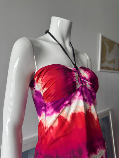 LA BLANCA Brown and Tie Dye Swim Tankini and Skirt