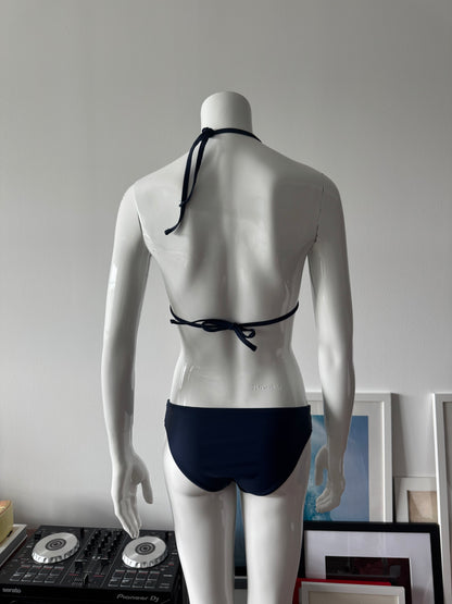 Navy And White Lace Detail Bikini Top and Bottom
