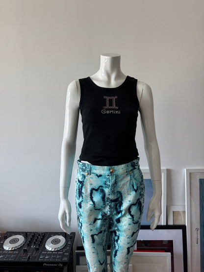 ESCADA Blue Snakeskin Print Capri Pant