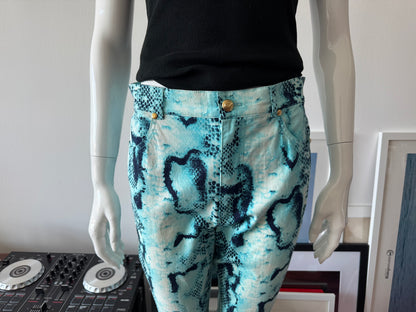 ESCADA Blue Snakeskin Print Capri Pant