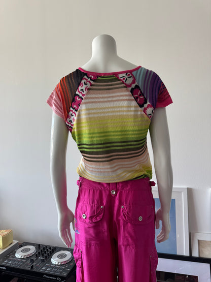 CHRISTIAN LACROIX Multicolor Stripe Knit Short Sleeve Top