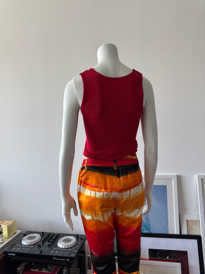 Red Ribbed Tank Top with Babygirl Logo