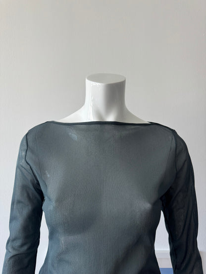 Grey Mesh 3/4 Sleeve Top