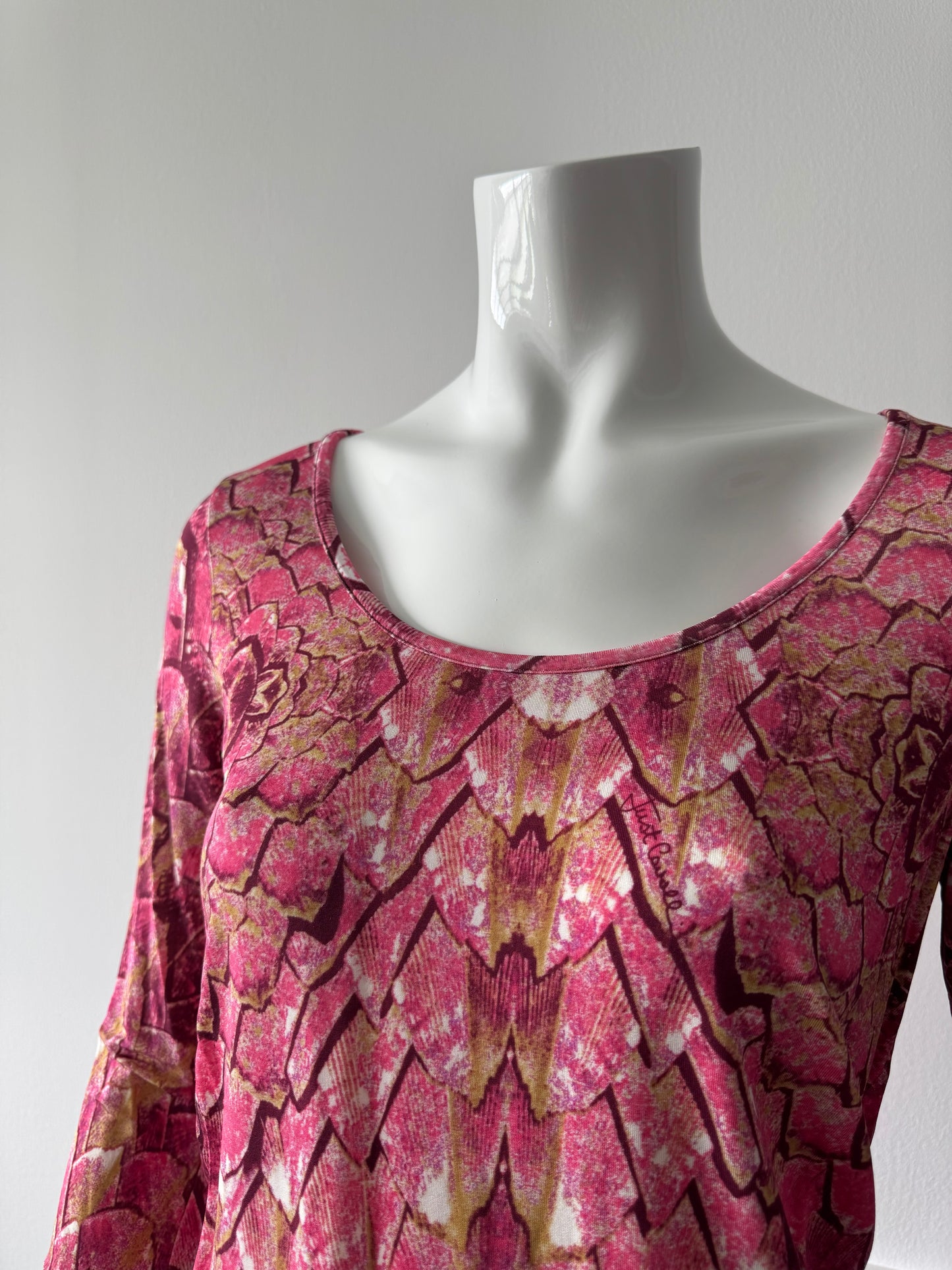 JUST CAVALLI Pink Snakeskin 3/4 Sleeve Top