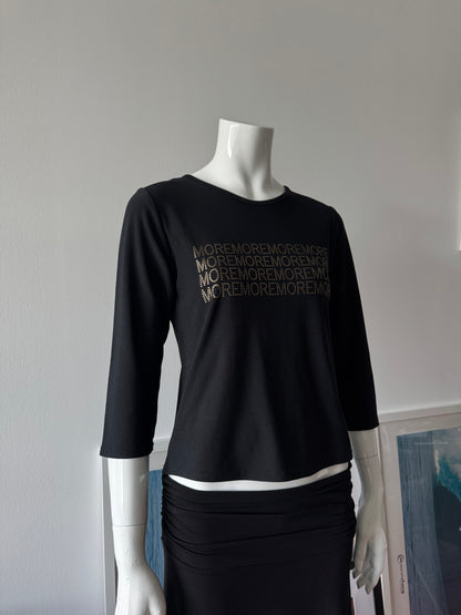 Black Long Sleeve Top with MORE MORE Gold Graphic