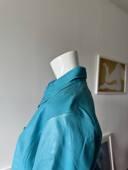 NICOLA BERTI Turquoise Leather Shirt/Jacket
