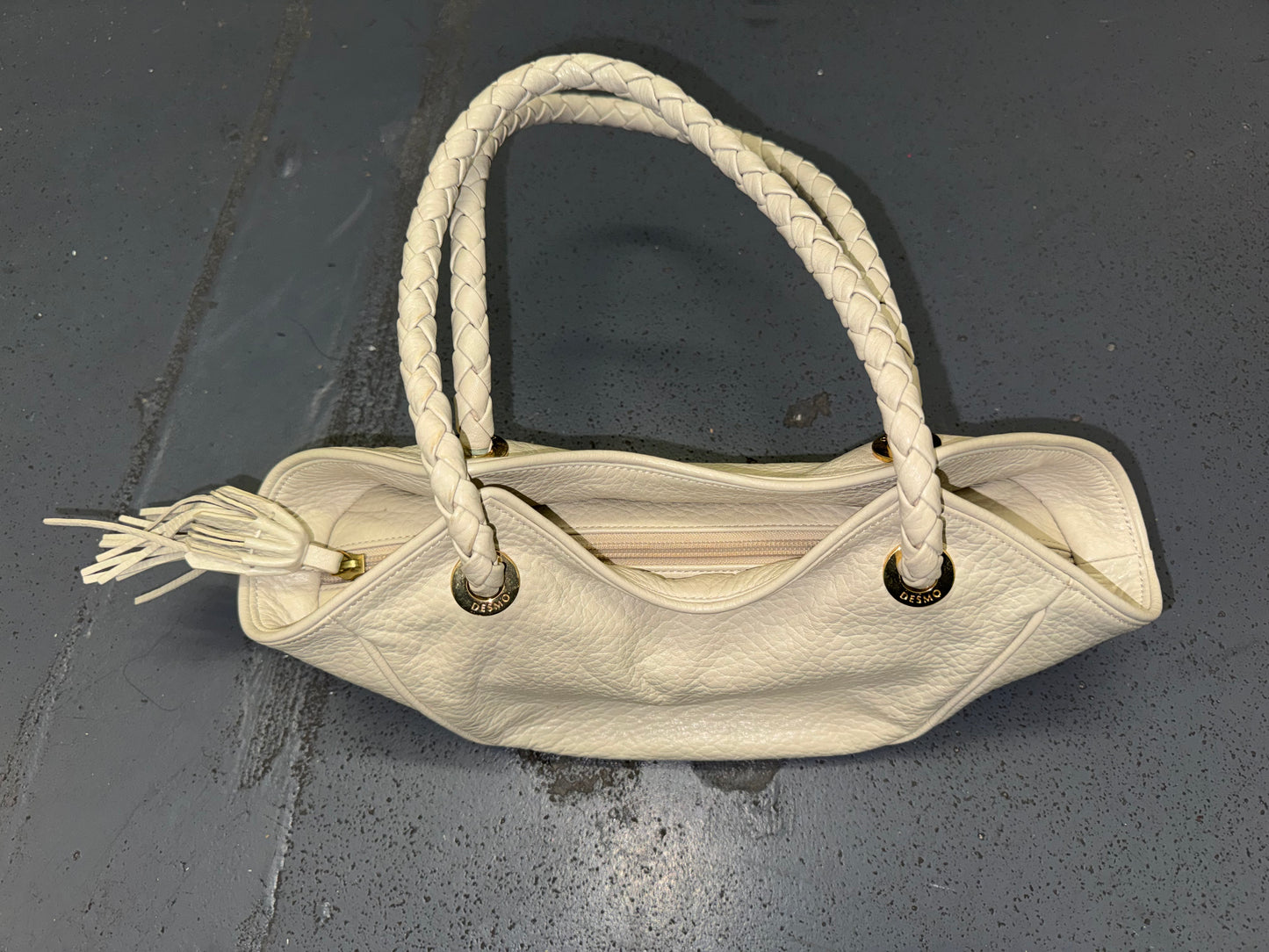 DESMO Grey Leather Small Shoulder Bag