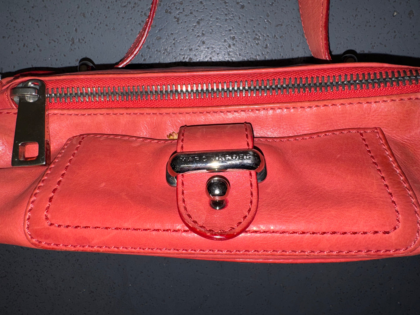 MARC JACOBS Red Leather Top Handle Bag