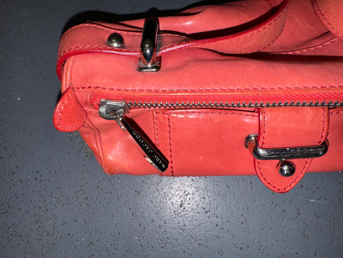 MARC JACOBS Red Leather Top Handle Bag