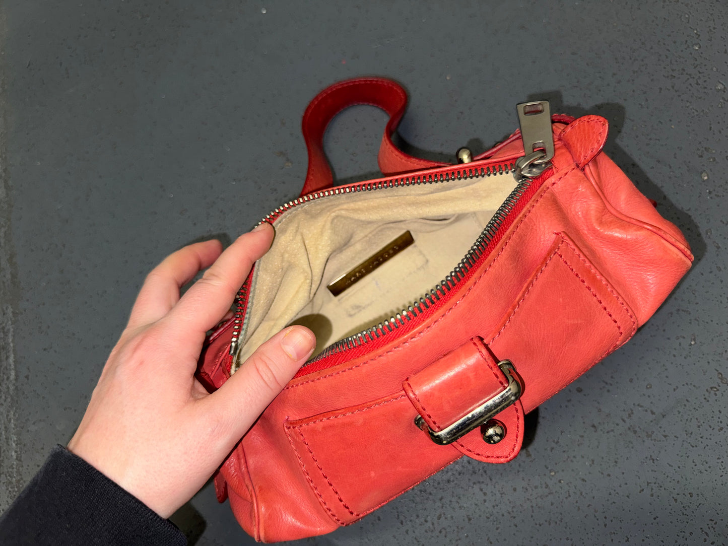 MARC JACOBS Red Leather Top Handle Bag