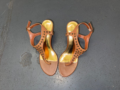 RALPH LAUREN Brown Studded Gladiator Heels Sz US 7