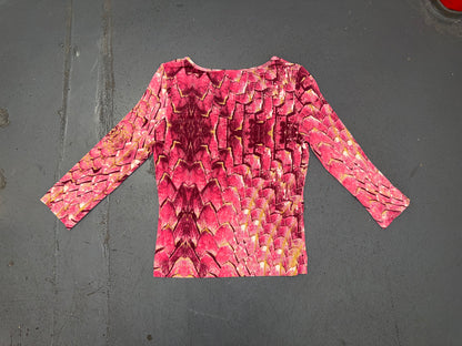 JUST CAVALLI Pink Snakeskin 3/4 Sleeve Top