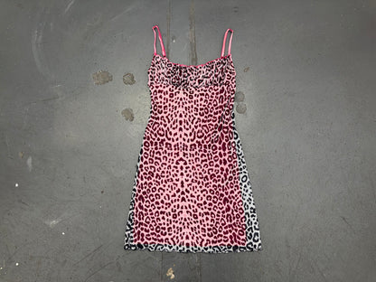 Pink Leopard Print Milkmaid Mini Dress