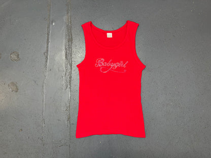 Red Ribbed Tank Top with Babygirl Logo
