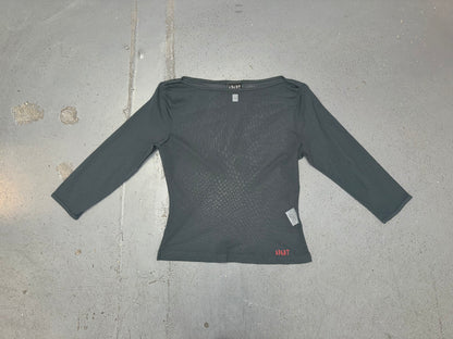 Grey Mesh 3/4 Sleeve Top