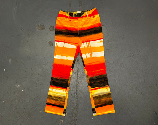 MOSCHINO Red/Black/Orange Striped Pants