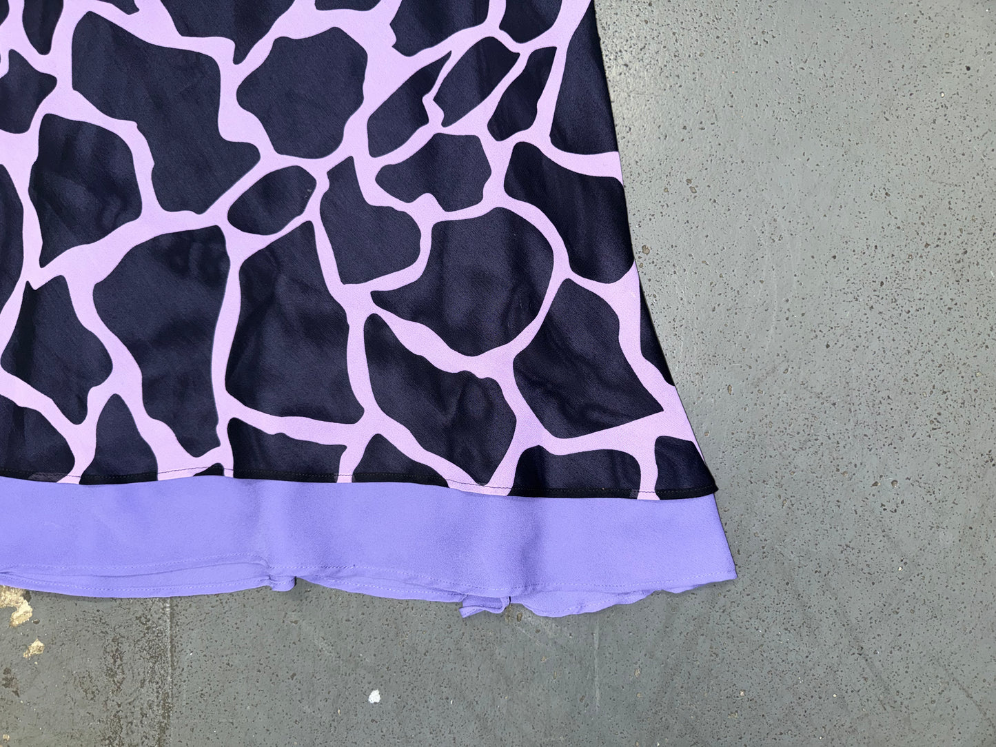 TESSUTO Black and Purple Animal Print Midi Slip Dress