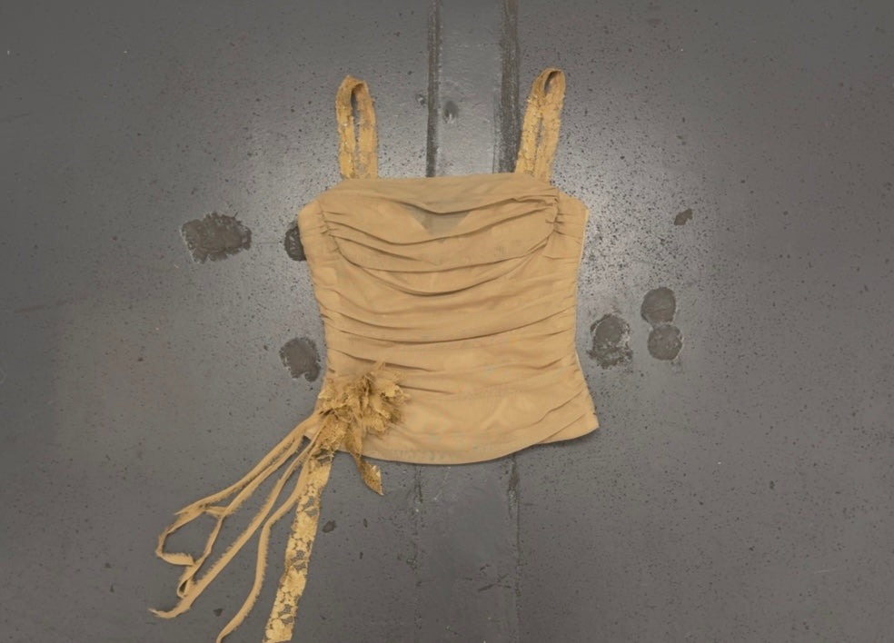 BCBG Beige Mesh Corset Top
