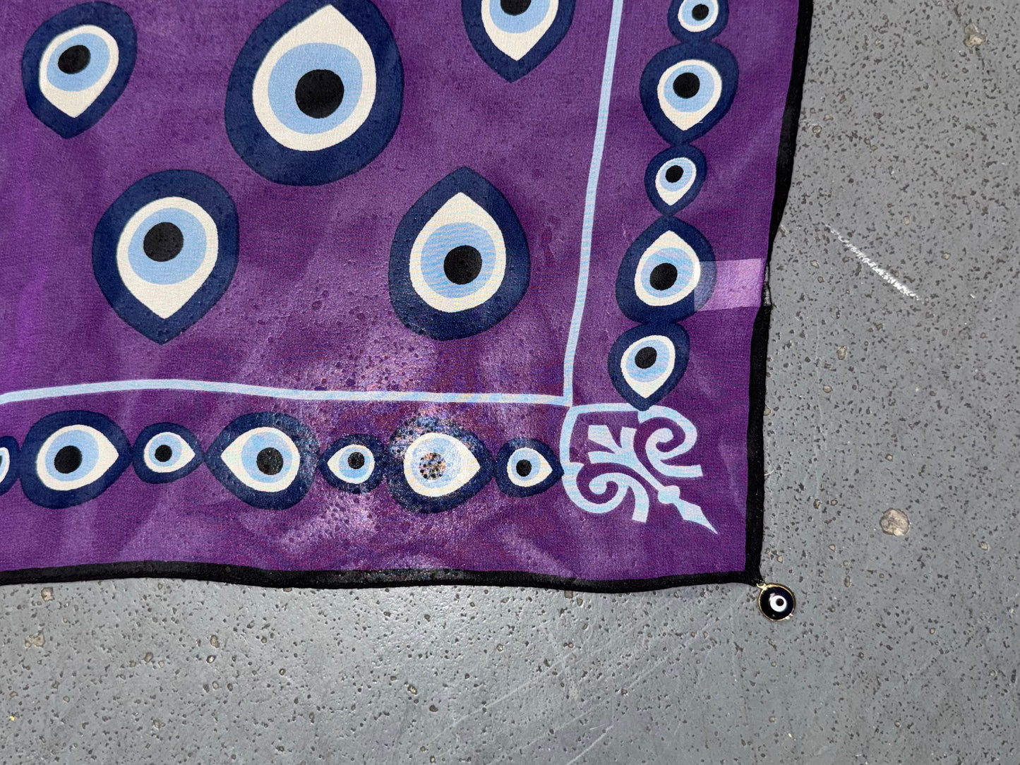 Purple Silk Evil Eye Scarf