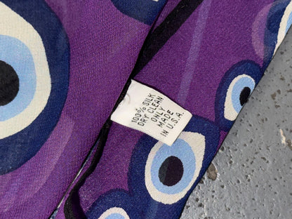 Purple Silk Evil Eye Scarf