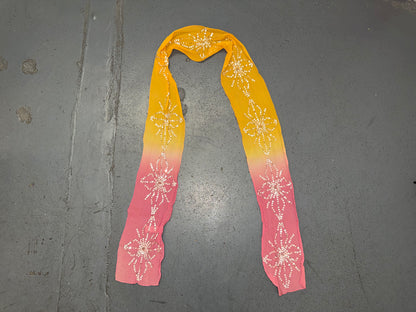 Pink and Orange Ombré Sequin Silk Skinny Scarf