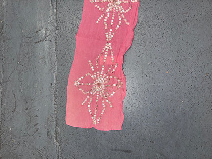 Pink and Orange Ombré Sequin Silk Skinny Scarf