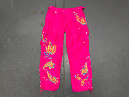 RALPH LAUREN Pink Silk Beaded Cargo Pant