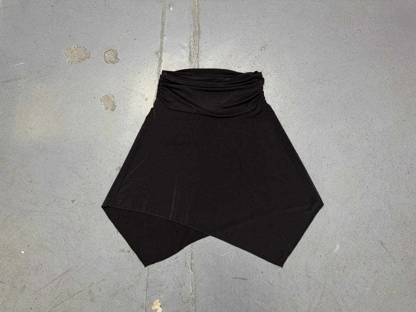 Black Asymmetric Hem Low Rise Mini Skirt