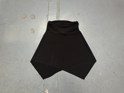 Black Asymmetric Hem Low Rise Mini Skirt