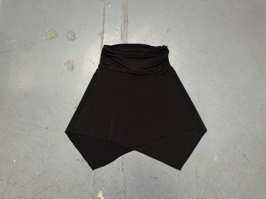 Black Asymmetric Hem Low Rise Mini Skirt