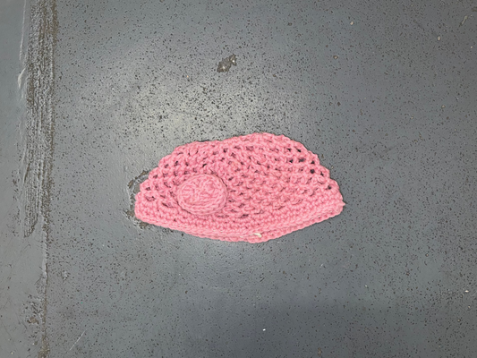 Pink Wool Crochet Skull Cap Beanie