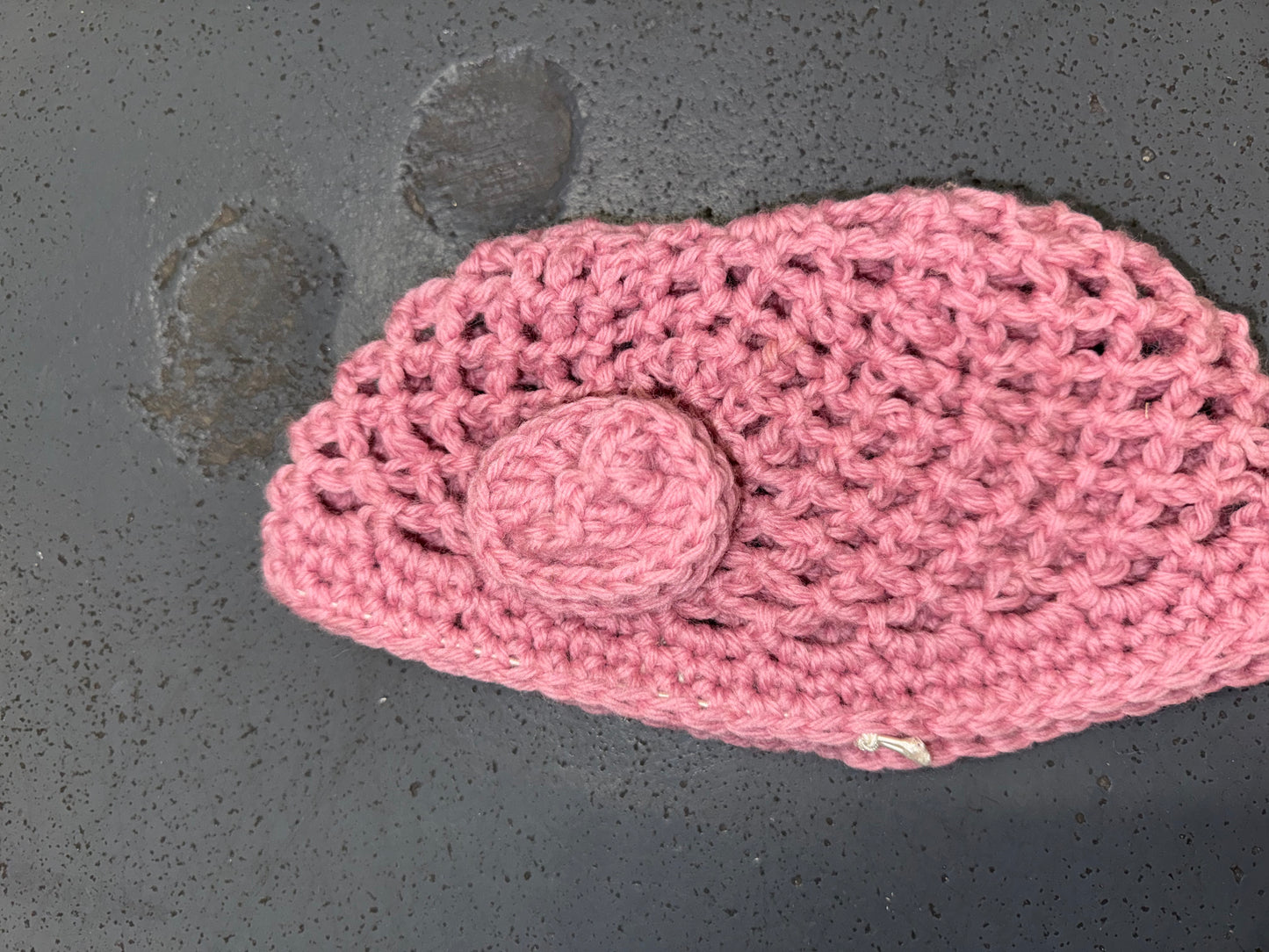 Pink Wool Crochet Skull Cap Beanie