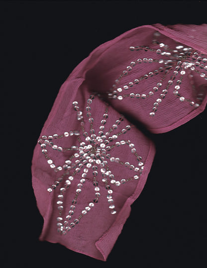Pink and Orange Ombré Sequin Silk Skinny Scarf