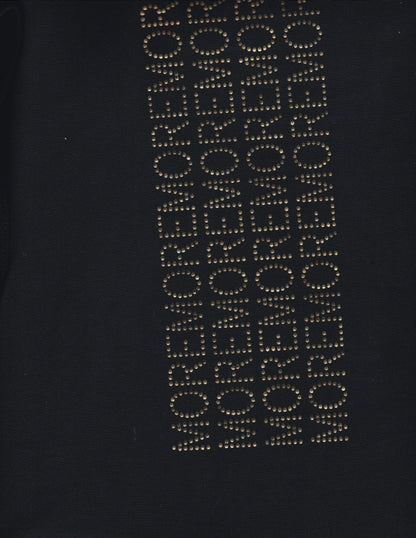 Black Long Sleeve Top with MORE MORE Gold Graphic