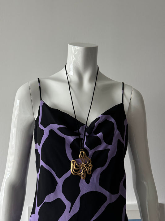Gold Butterfly Pendant and Black Necklace