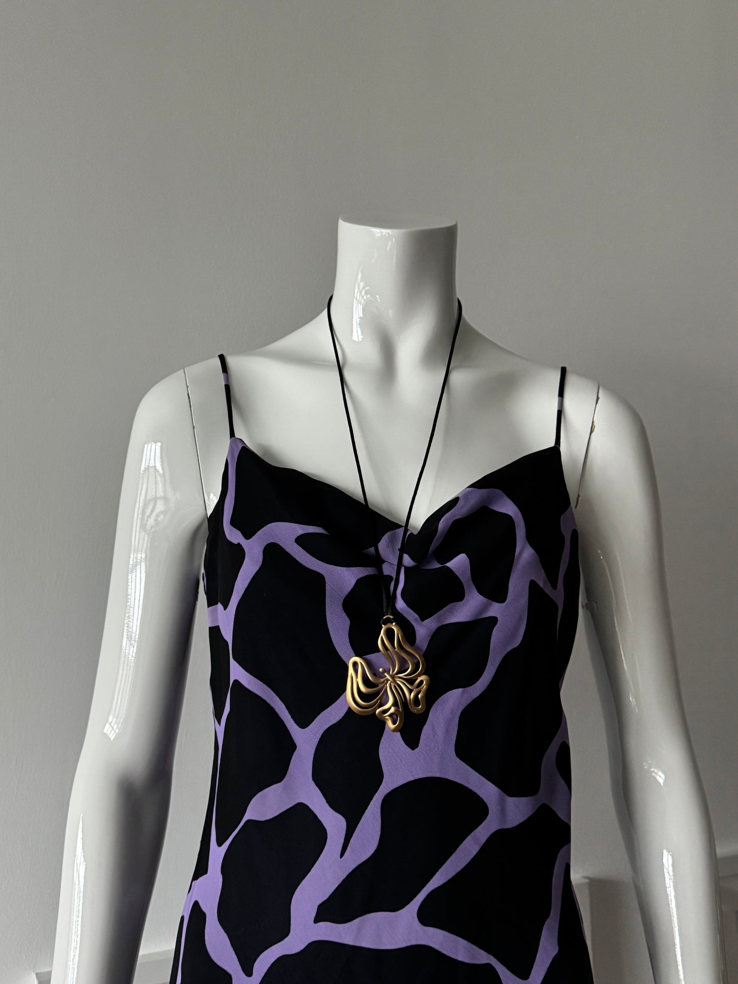 Gold Butterfly Pendant and Black Necklace