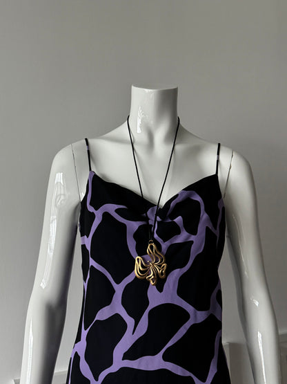 Gold Butterfly Pendant and Black Necklace