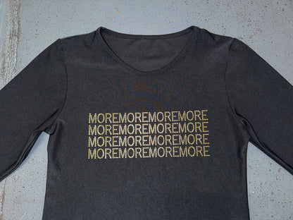 Black Long Sleeve Top with MORE MORE Gold Graphic